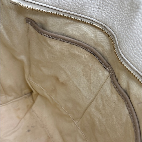 Tory Burch Pebbled Leather Tote – Neutral Colorblock – Shoulder Bag - Picture 11 of 15